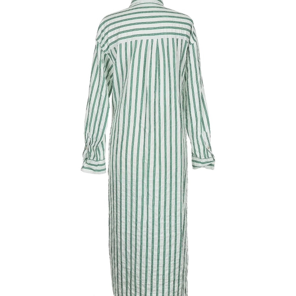 COPY - Striped Long Sleeved Green and White Tie Maxi Dress - Picture 2 of 10